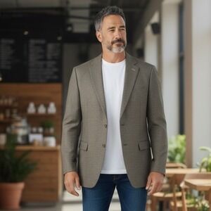 CESARANI Mens Blazer Jacket Silk Wool Houndstooth Made in Italy Smart Casual